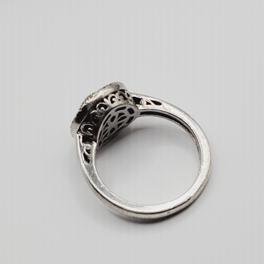 14k 925 Two Tone Sterling Silver & Yellow Gold Genuine Diamond Circle Dome Ring - Picture 3 of 6